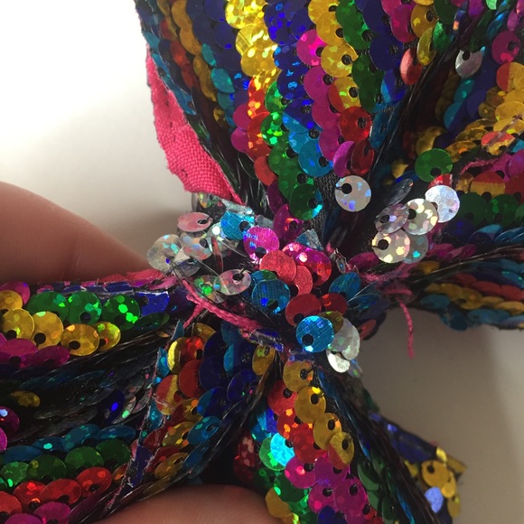 ❤️ Rainbow sequin big head bow hair clip - Picture 3 of 11